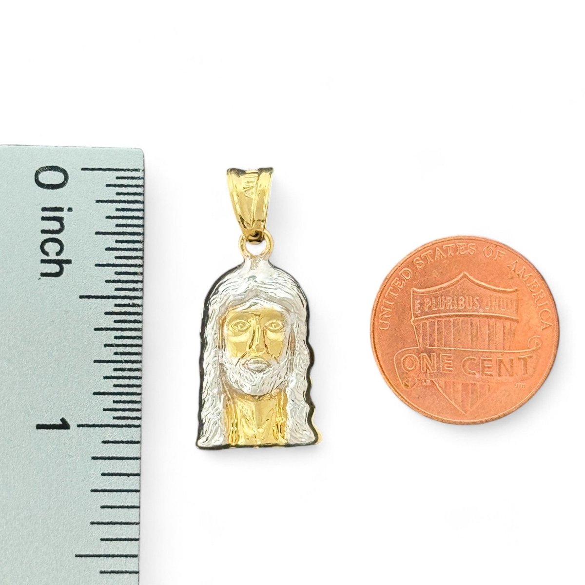 10KT Two - Tone Jesus Head Gold Pendant - 1.15 Grm