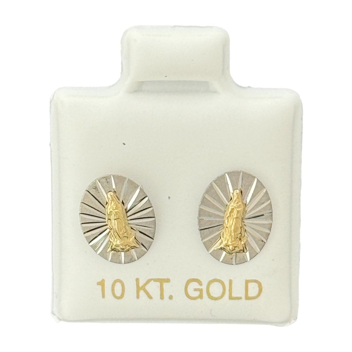 10KT Two - Tone Virgin Mary Gold Earrings