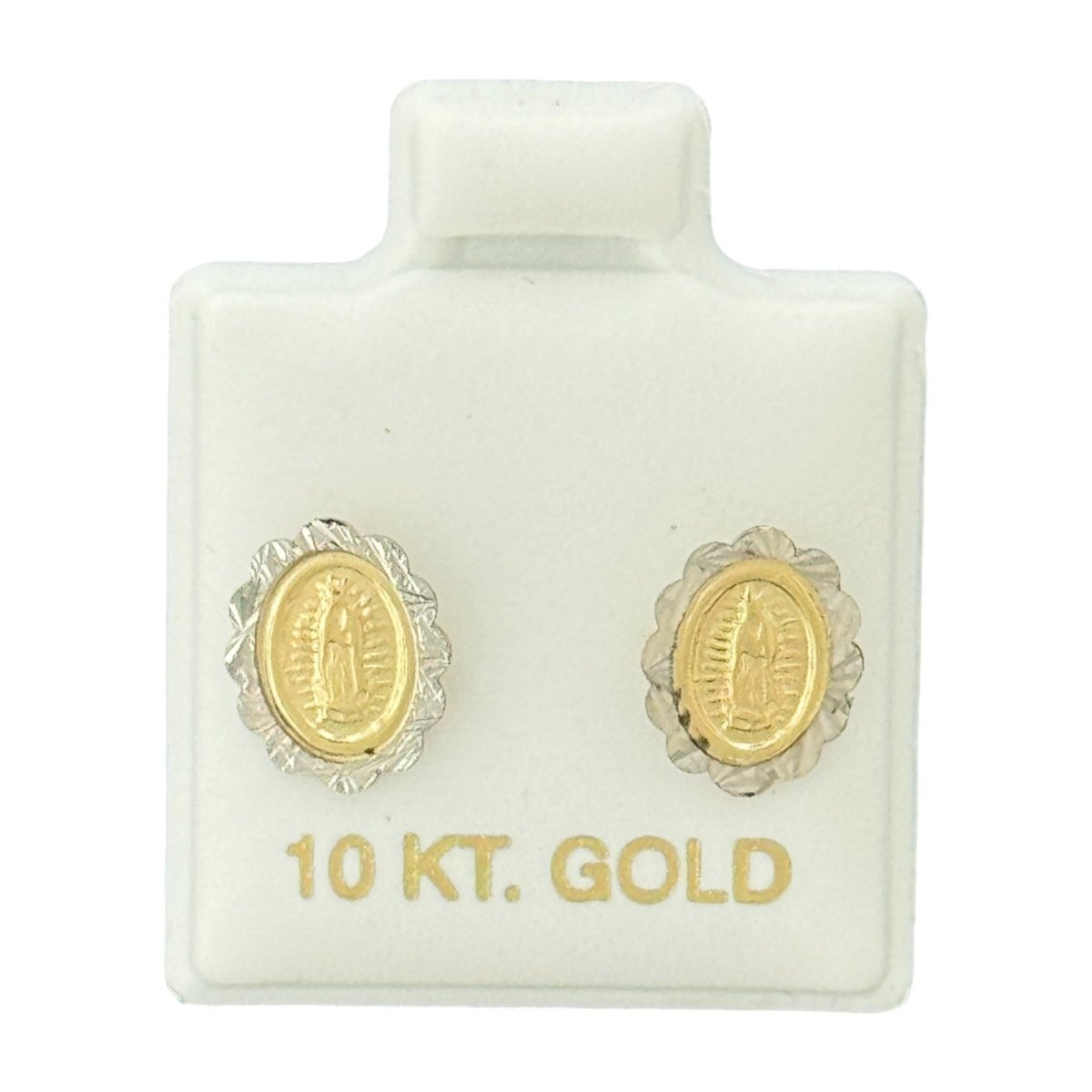 10KT Virgin Mary Oval Gold Earrings