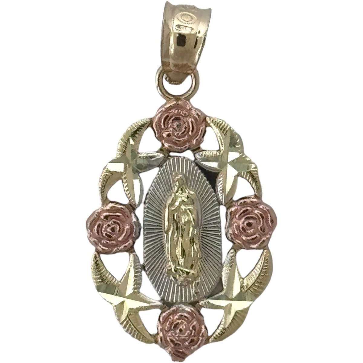 10KT Virgin Mary pendant Real Yellow Gold Diamond cut, 1.6 GRM, 1.5 mm Bail