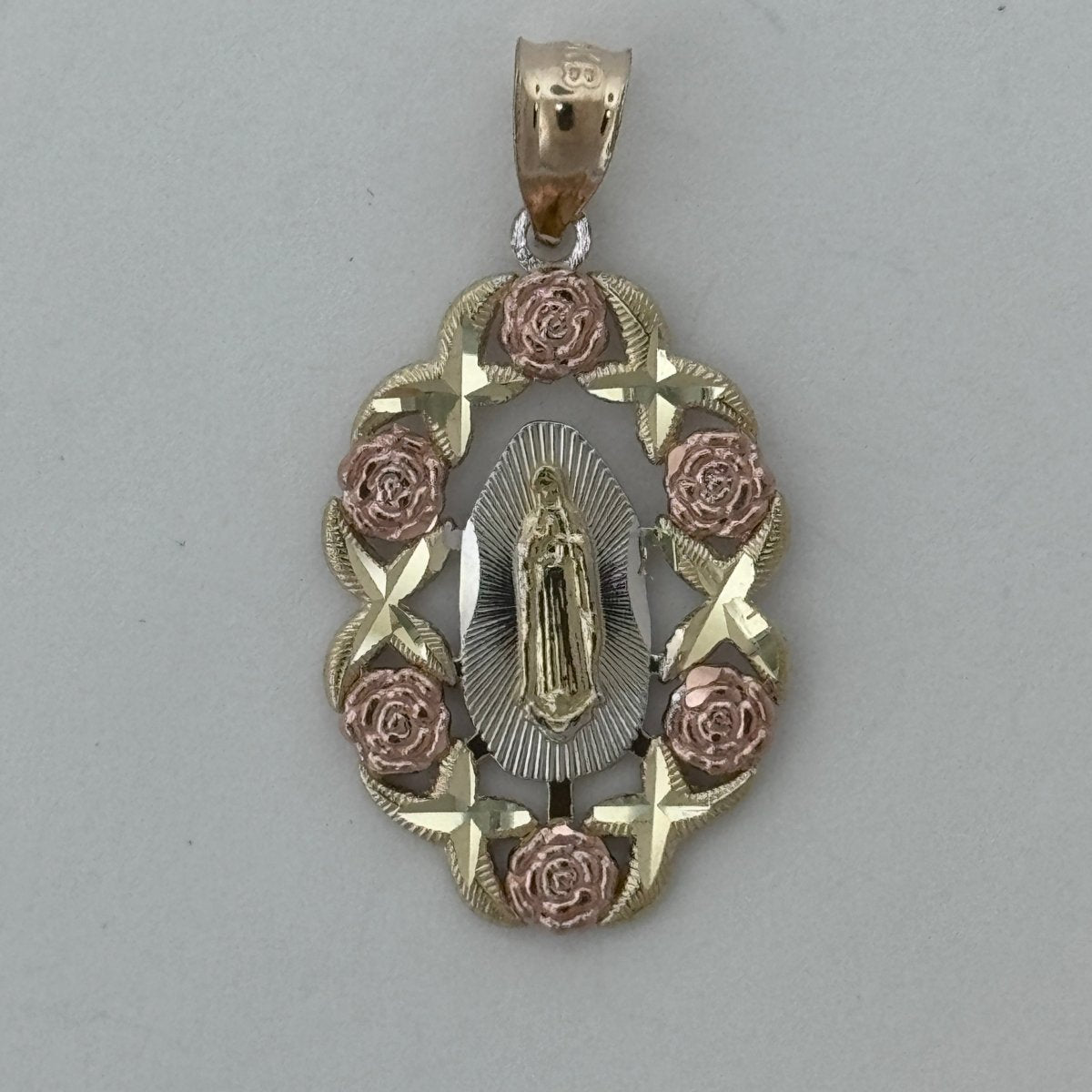 10KT Virgin Mary pendant Real Yellow Gold Diamond cut, 2.52 GRM, 3 mm Bail