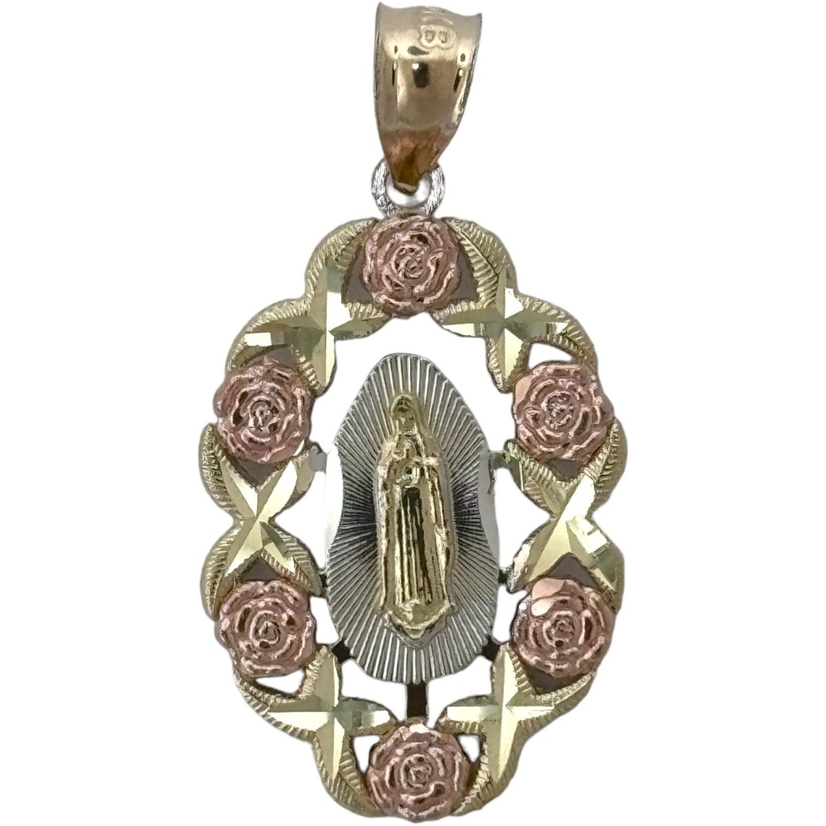 10KT Virgin Mary pendant Real Yellow Gold Diamond cut, 2.52 GRM, 3 mm Bail