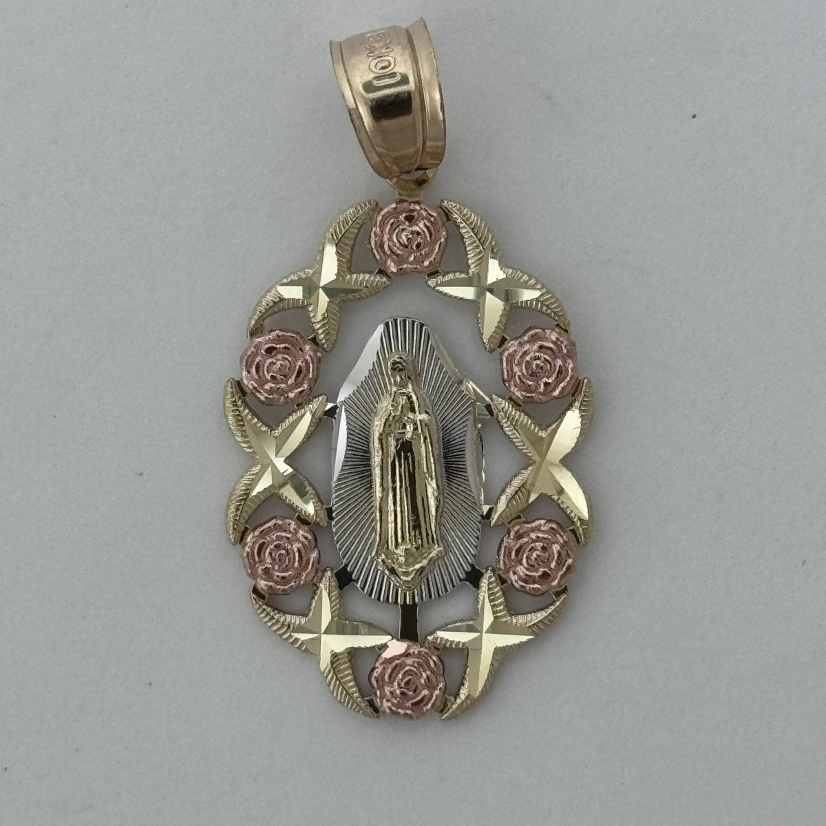 10KT Virgin Mary pendant Real Yellow Gold Diamond cut, 3.04 GRM, 4 mm Bail