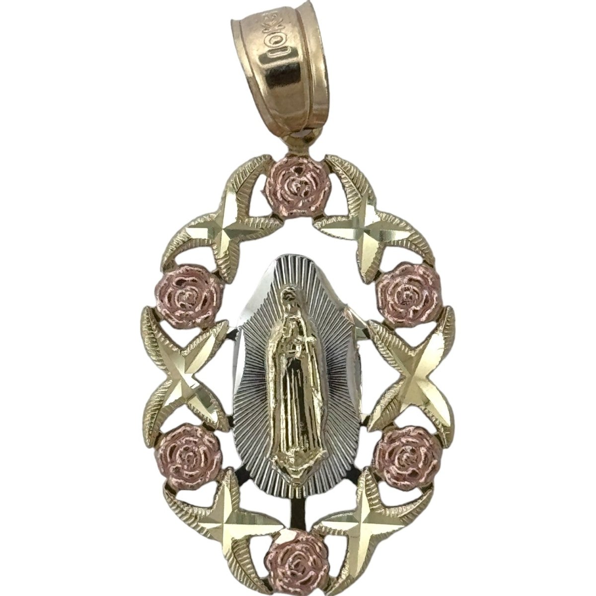 10KT Virgin Mary pendant Real Yellow Gold Diamond cut, 3.04 GRM, 4 mm Bail