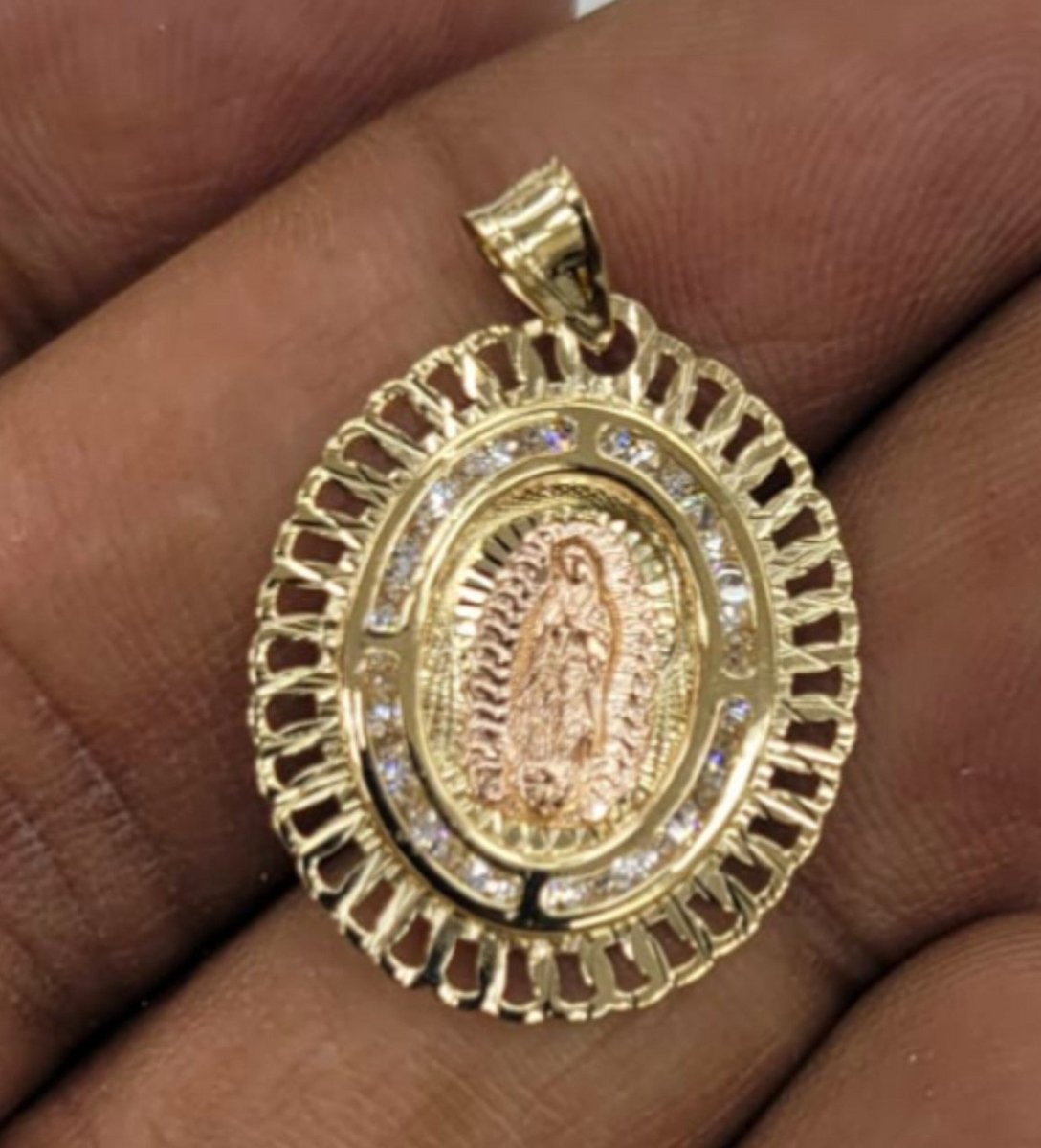 10KT Virgin mary Real Gold pendant Diamond cut Brand New Premium Quality