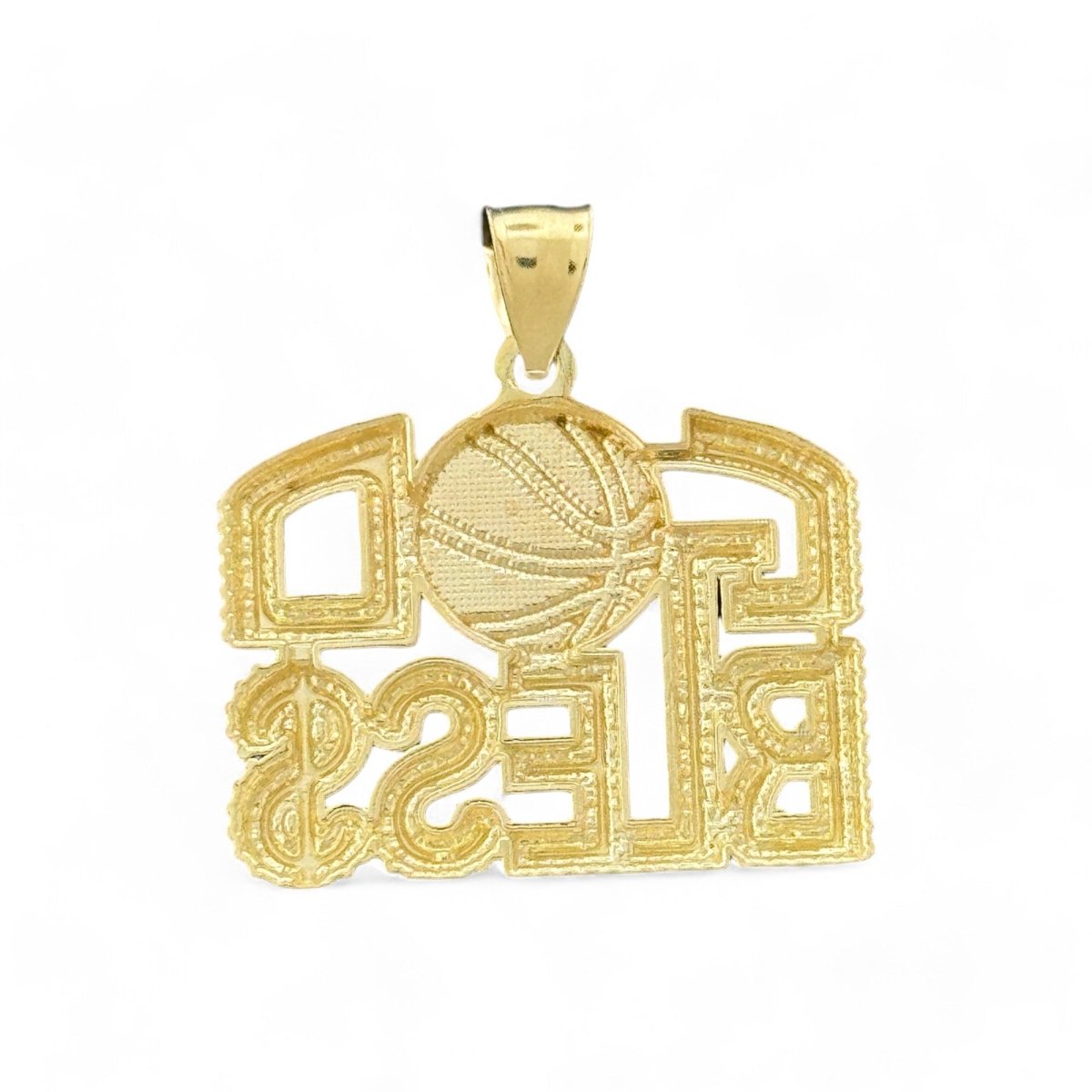 10KT Yellow Gold God Bless Basketball Pendant, 5.1 Grm