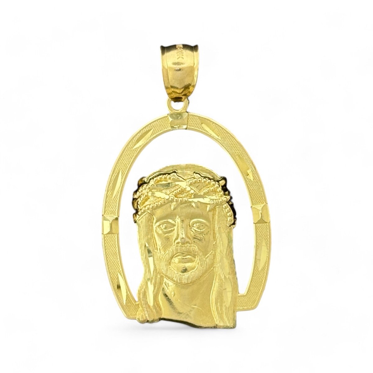 10KT Yellow Gold Jesus Pendant with Oval Frame - 4.84 Grm