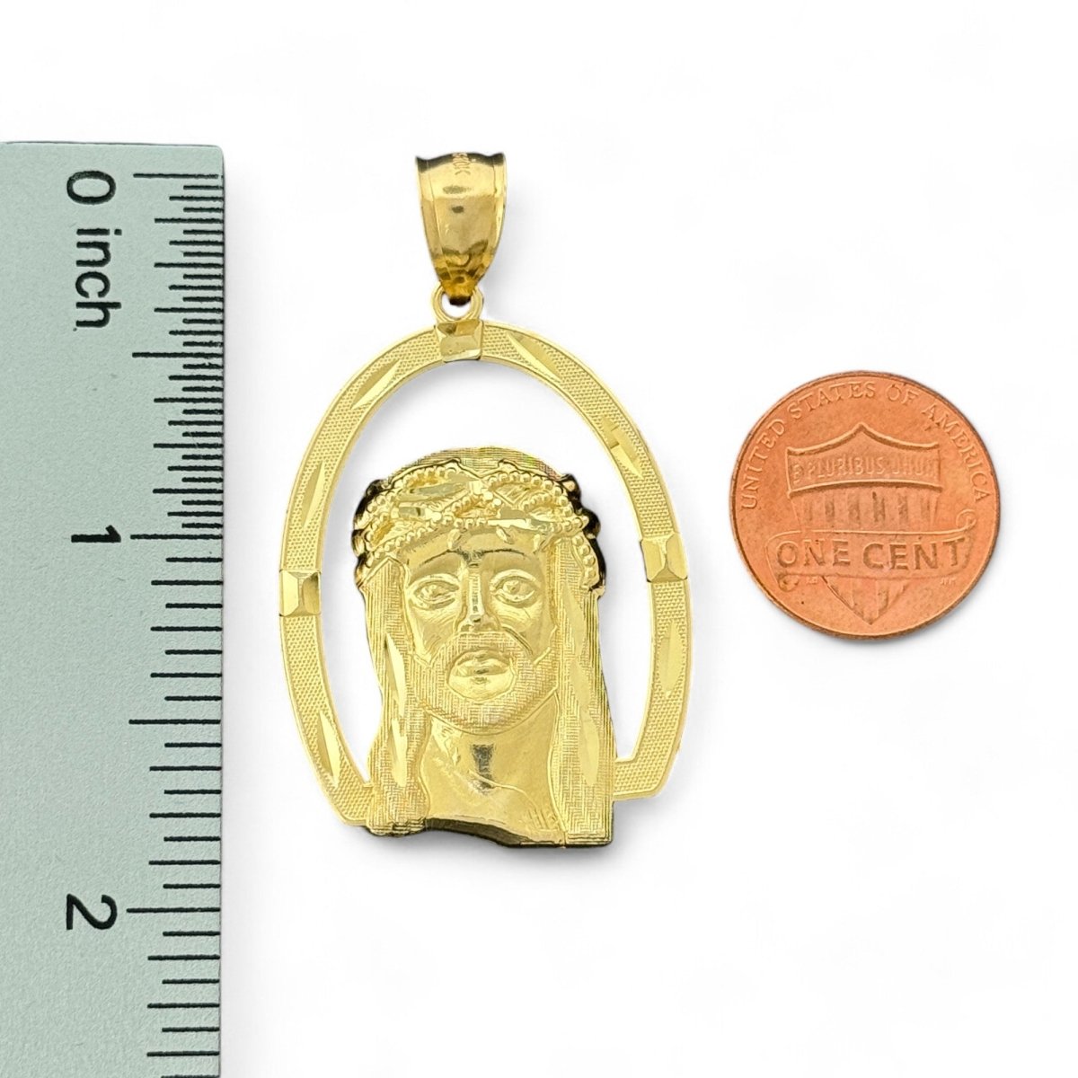 10KT Yellow Gold Jesus Pendant with Oval Frame - 4.84 Grm