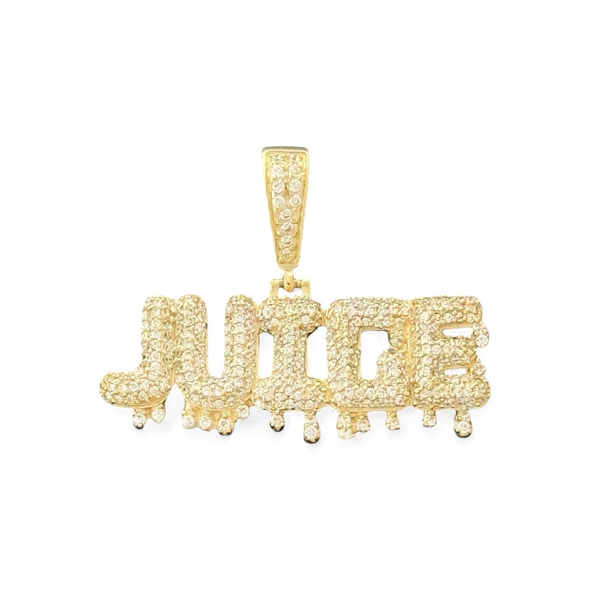 10KT Yellow Gold JUICE Drip Pendant with CZ Stones - 4g