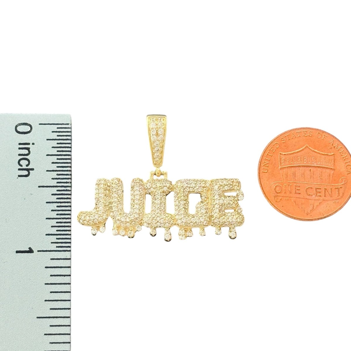 10KT Yellow Gold JUICE Drip Pendant with CZ Stones - 4g