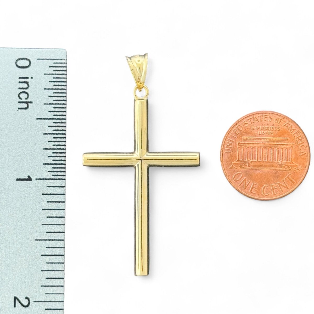 10KT Yellow Gold Piped Cross Pendant