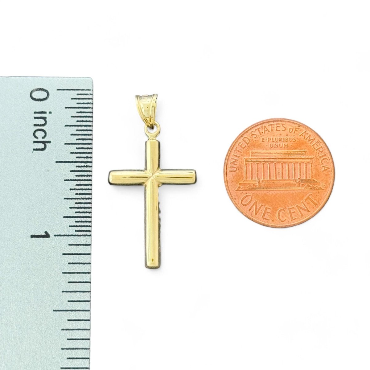 10KT Yellow Gold Piped Cross Pendant