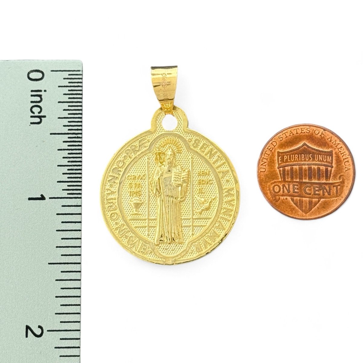 10KT Yellow Gold Saint Benedict Medal Pendant