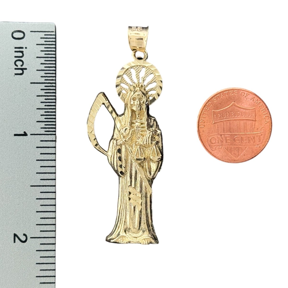 10KT Yellow Gold Santa Muerte Pendant - 3.9 Grm