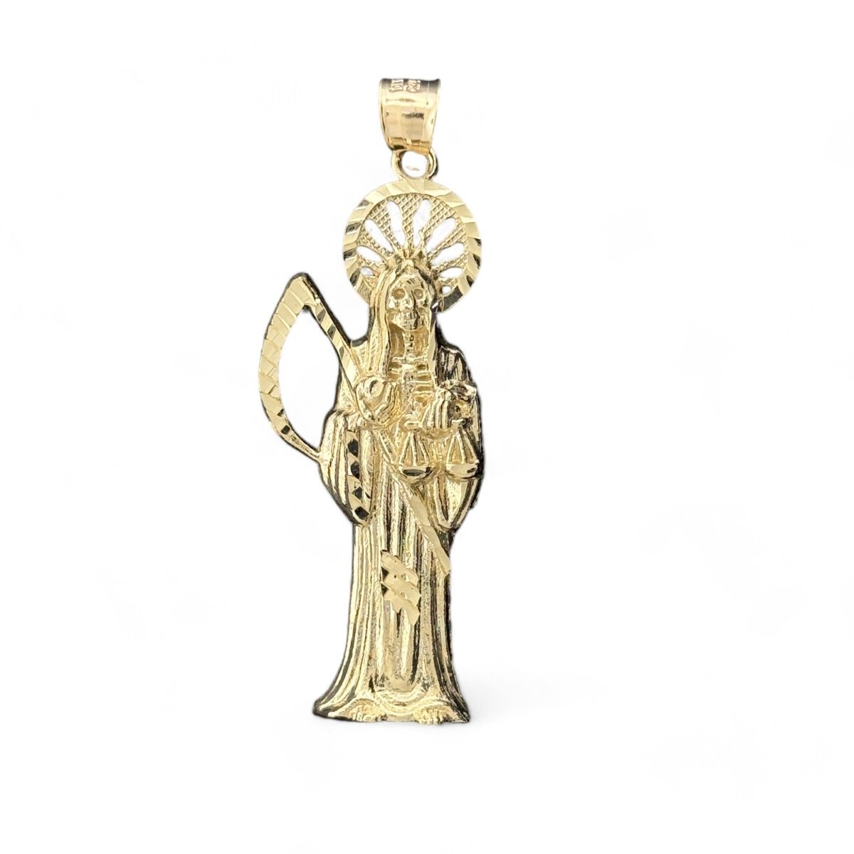 10KT Yellow Gold Santa Muerte Pendant - 3.9 Grm