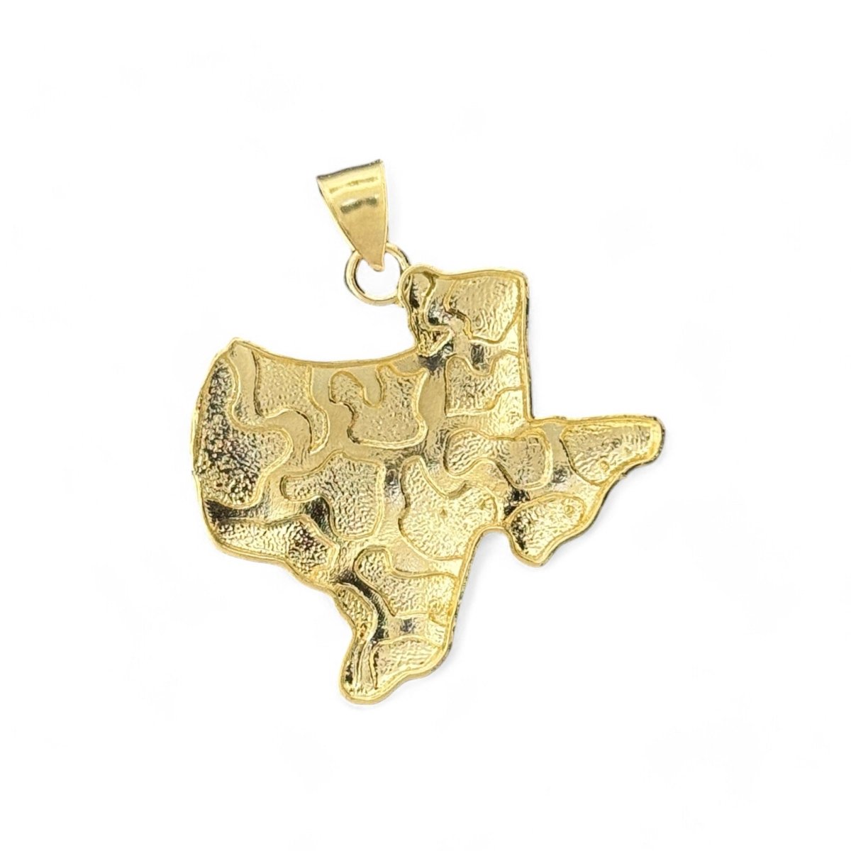 10KT Yellow Gold Texas State Map Nugget Pendant - 5.2g