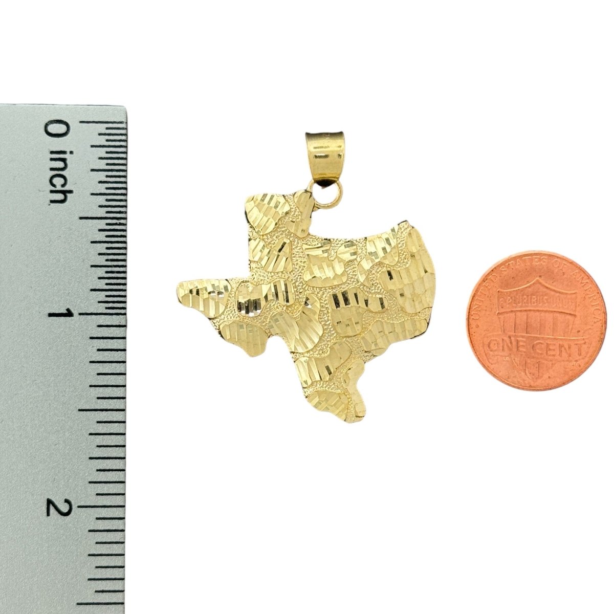 10KT Yellow Gold Texas State Map Nugget Pendant - 5.2g