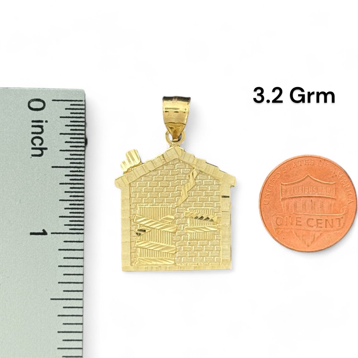 10KT Yellow Gold Trap House Pendant
