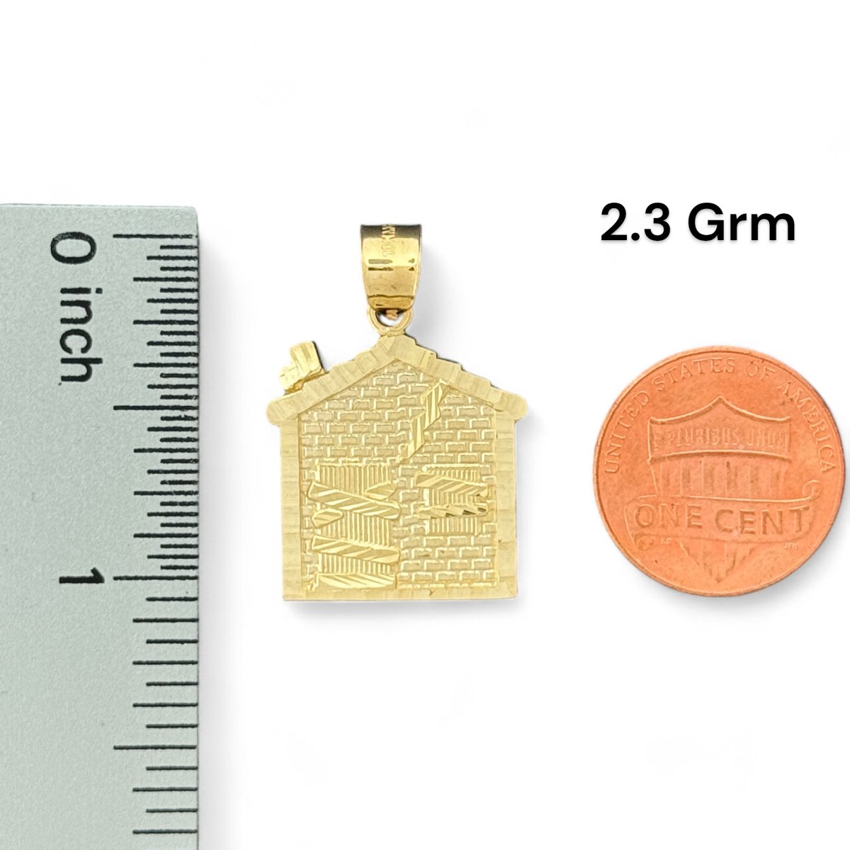 10KT Yellow Gold Trap House Pendant