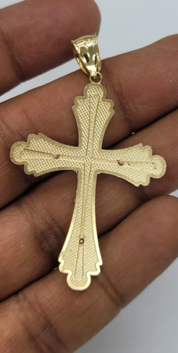 14KT Cross pendant Real Yellow Gold Diamond cut Bail 5mm 3.9 GRM