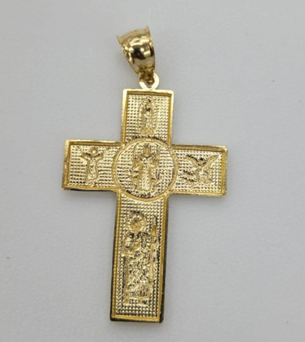 14KT CROSS real gold Pendant Diamond Cut Brand New