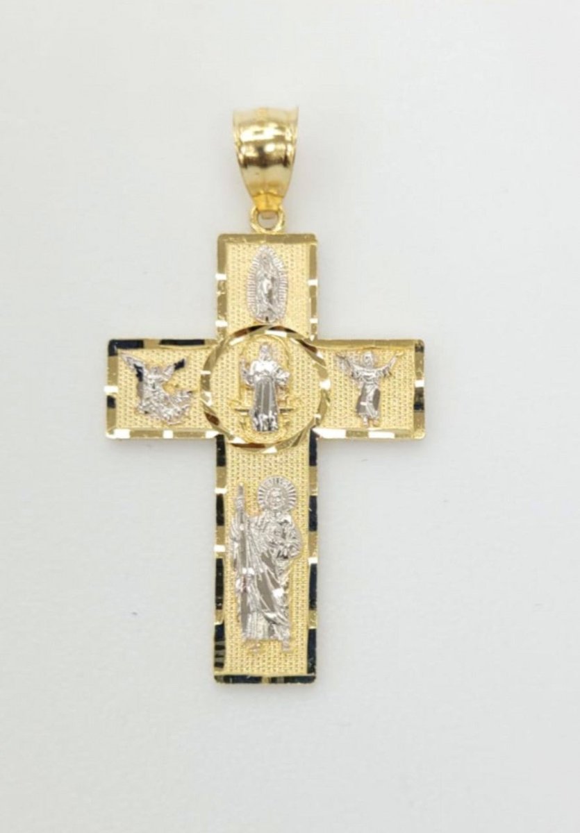 14KT CROSS real gold Pendant Diamond Cut Brand New