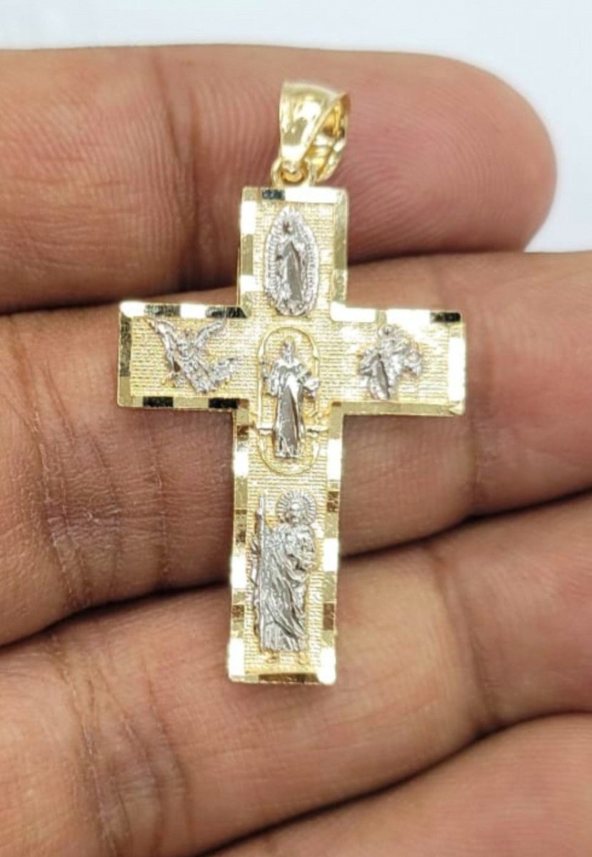 14KT CROSS real gold Pendant, Diamond Cut, Brand New