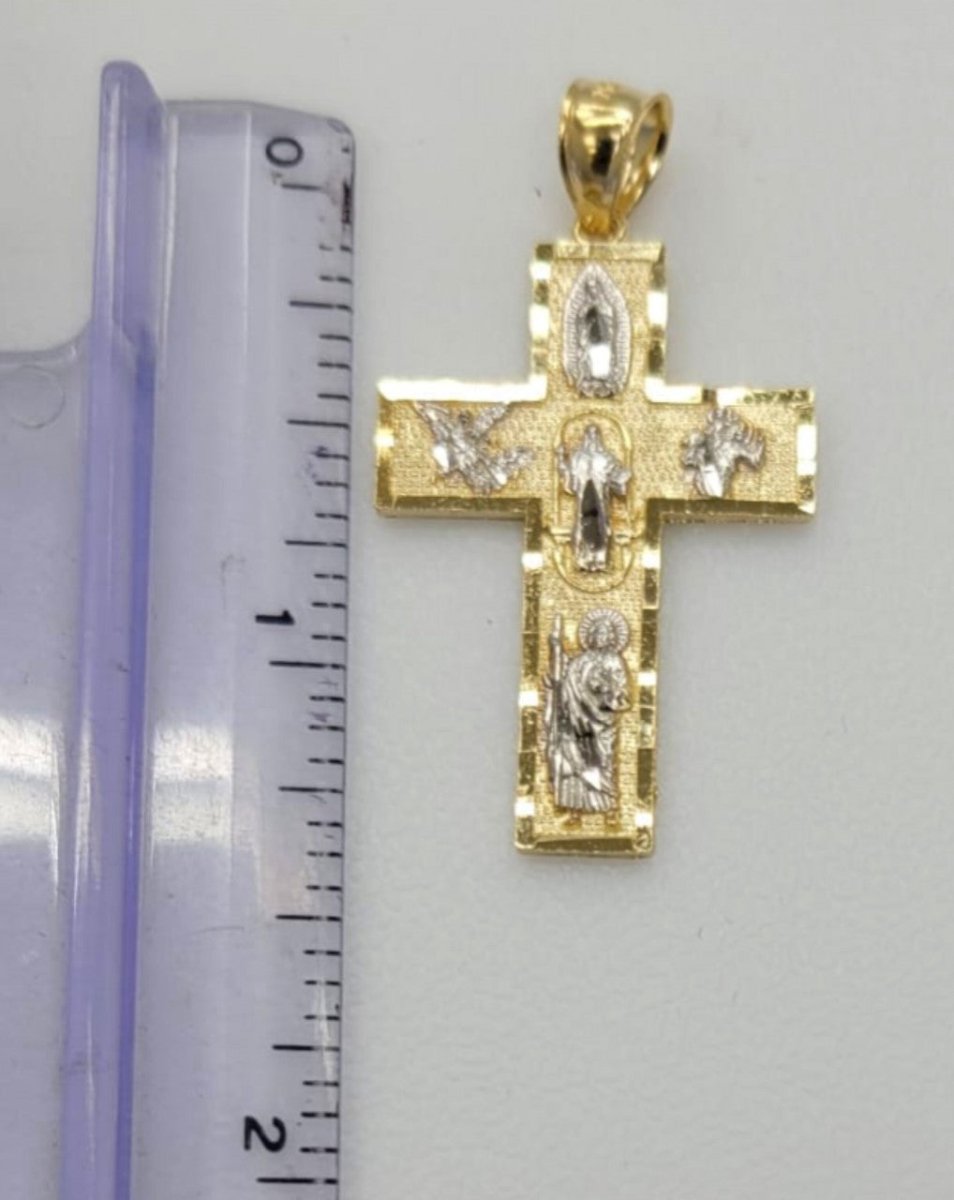 14KT CROSS real gold Pendant, Diamond Cut, Brand New
