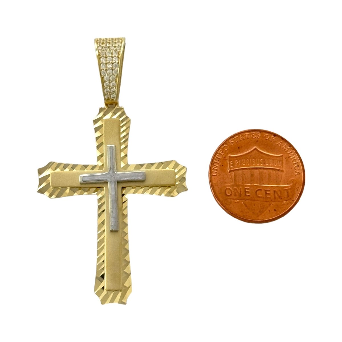 14KT Gold Cross Pendant - 3mm Bail, 3.37 Grams.