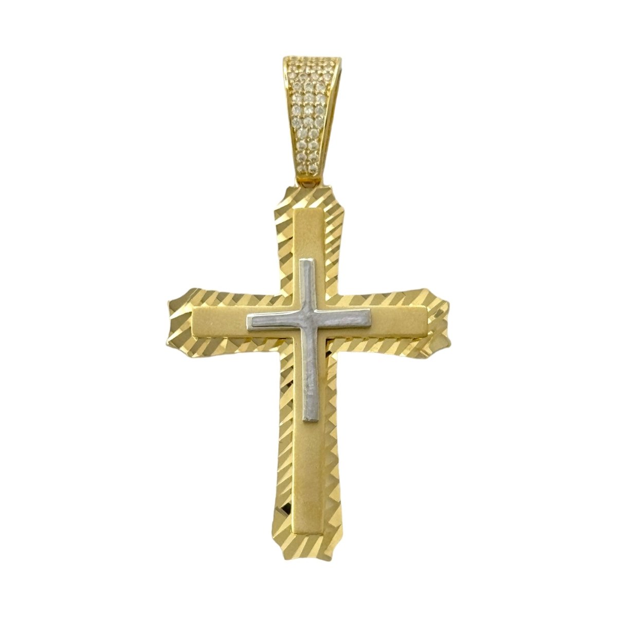 14KT Gold Cross Pendant - 3mm Bail, 3.37 Grams.