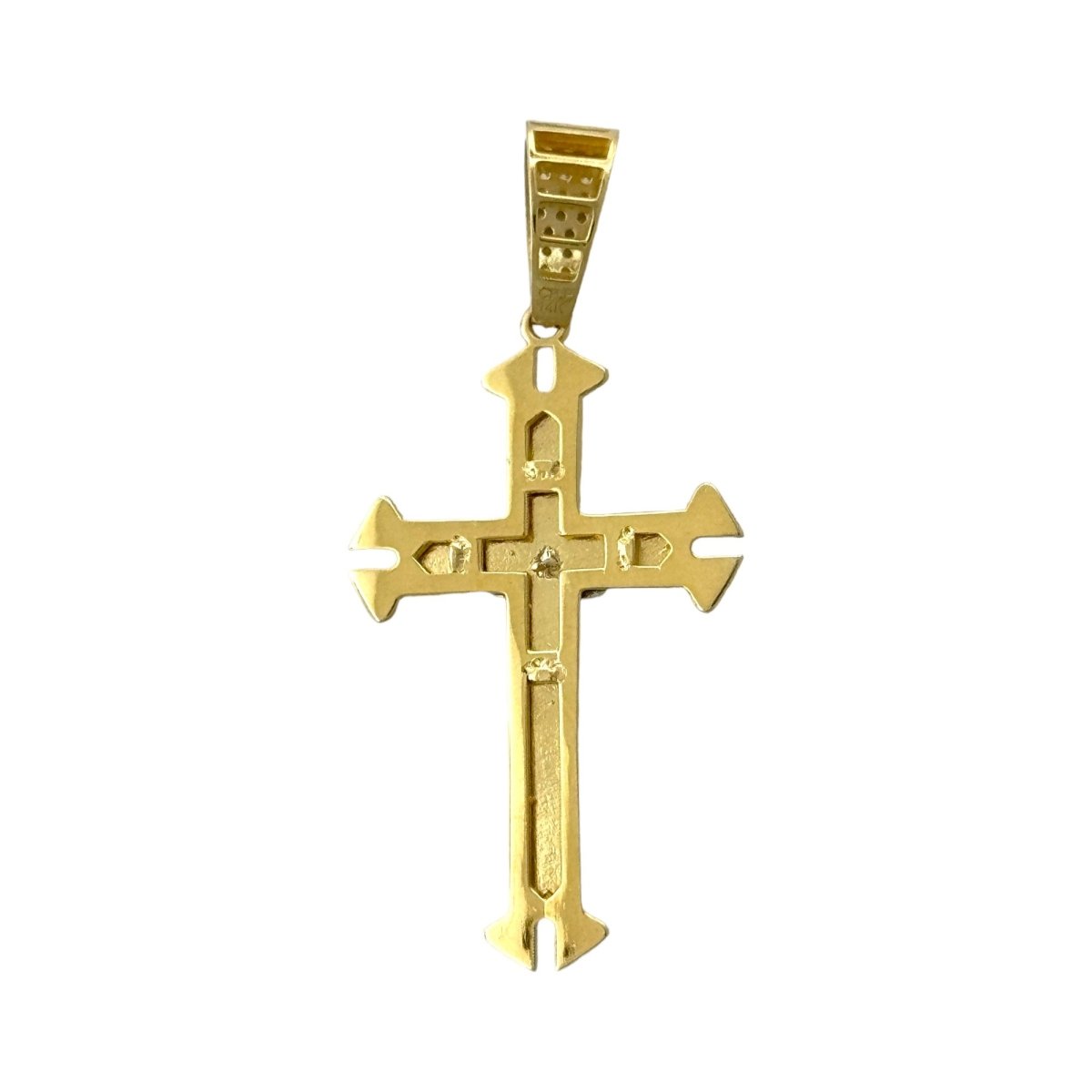 14KT Gold Cross Pendant - 5mm Bail, 3.18 Grams.