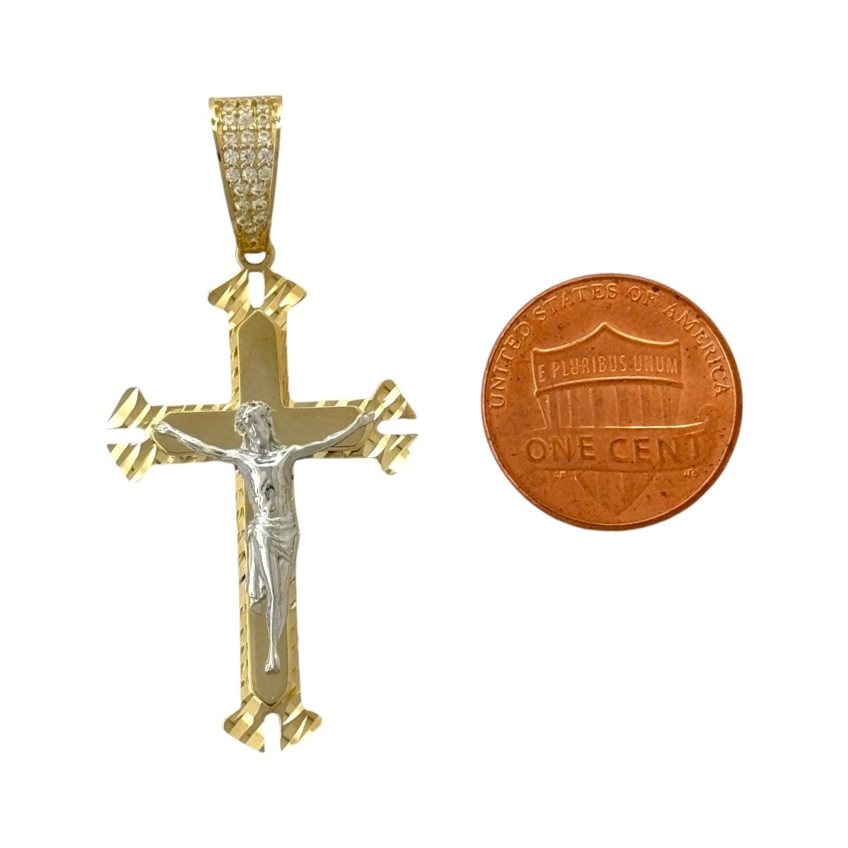 14KT Gold Cross Pendant - 5mm Bail, 3.18 Grams.