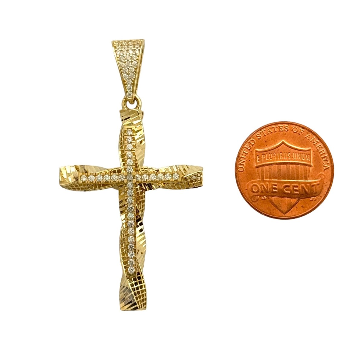 14KT Gold Cross Pendant - 5mm Bail, 4.16 Grams.