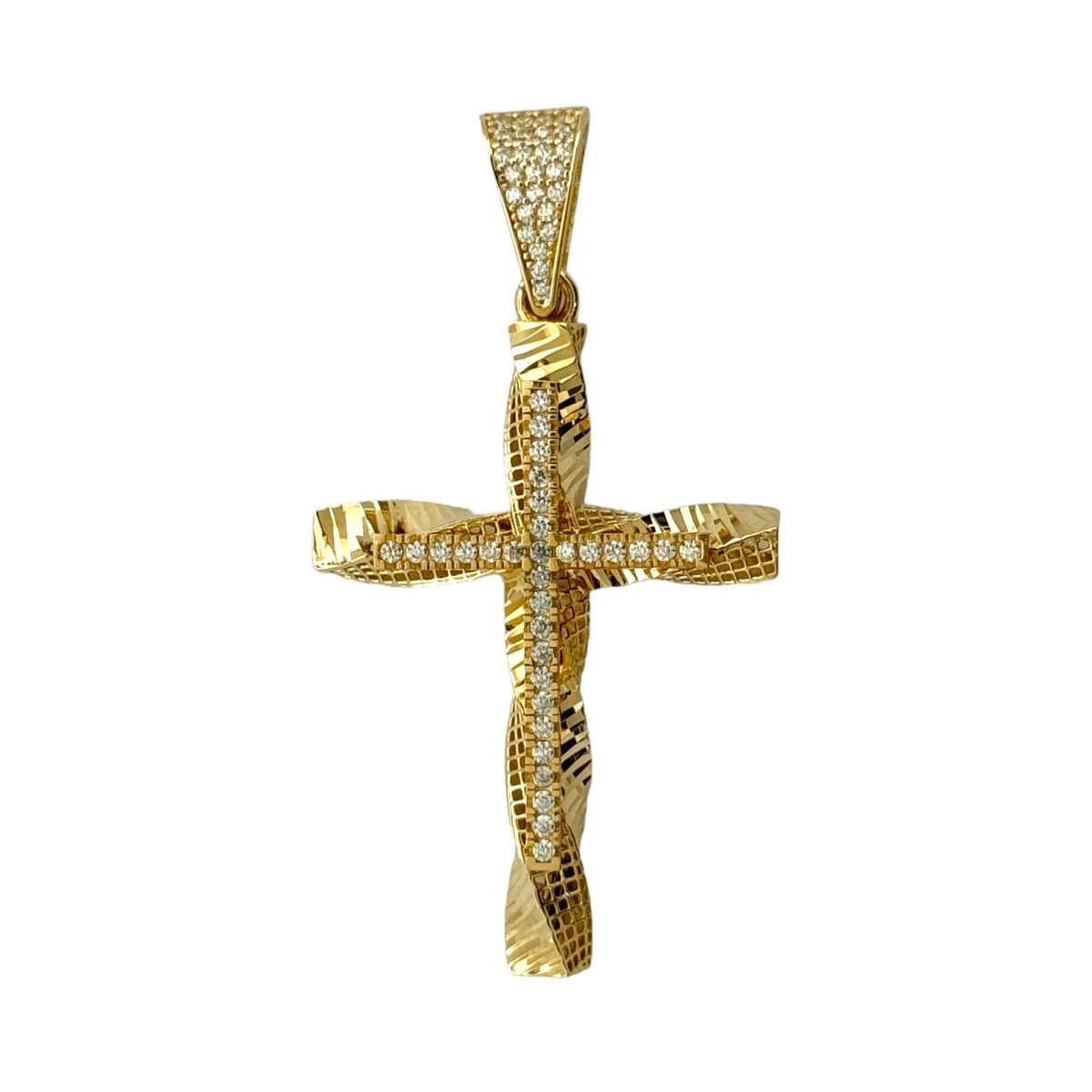 14KT Gold Cross Pendant - 5mm Bail, 4.16 Grams.