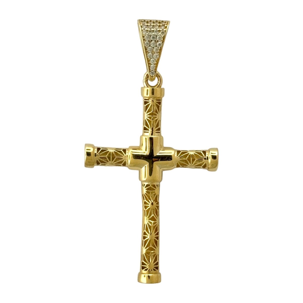 14KT Gold Cross Pendant - 5mm Bail, 4.53 Grams.