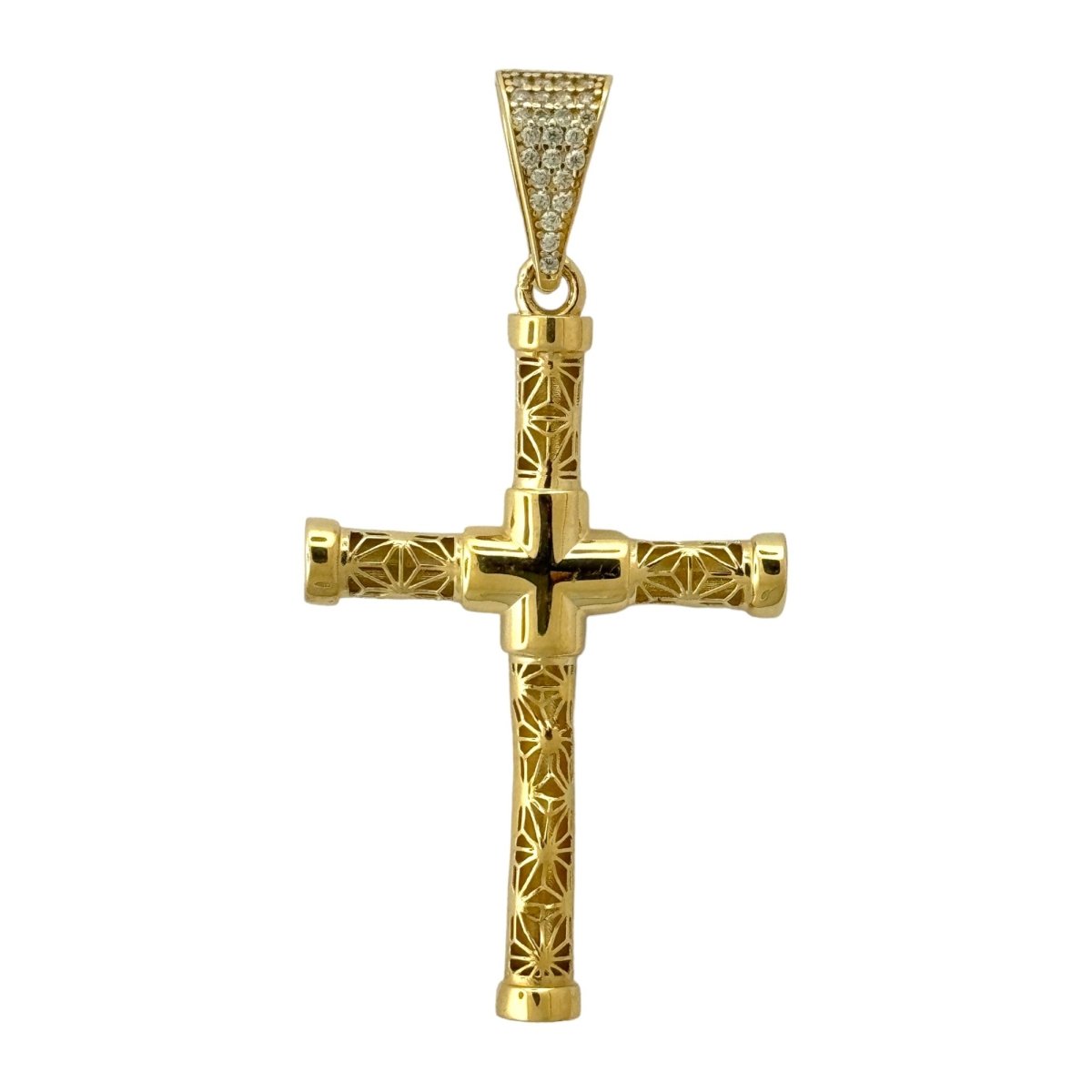 14KT Gold Cross Pendant - 5mm Bail, 4.53 Grams.