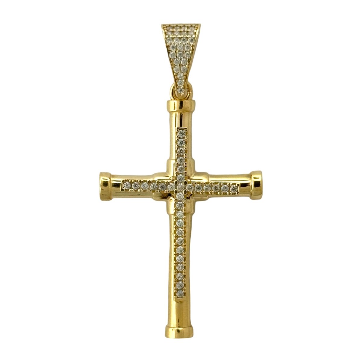 14KT Gold Cross Pendant - 5mm Bail, 4.53 Grams.