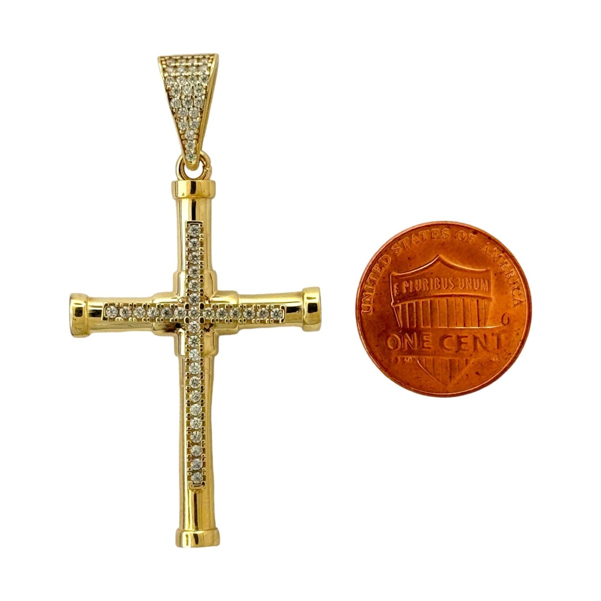 14KT Gold Cross Pendant - 5mm Bail, 4.53 Grams.