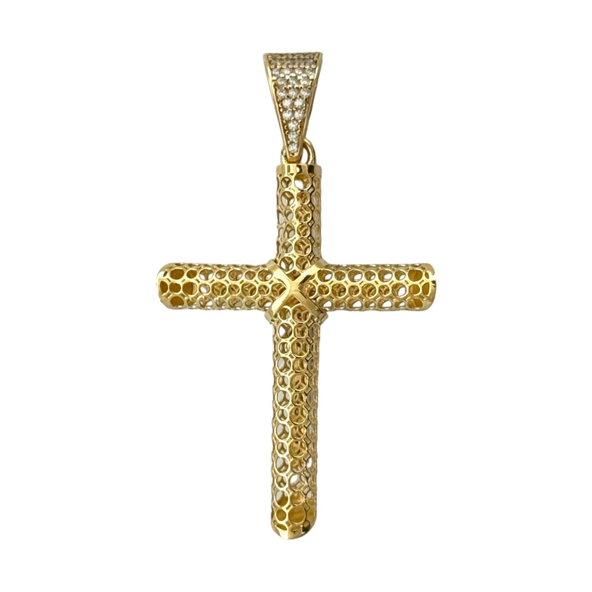 14KT Gold Cross Pendant - 5mm Bail, 4.86 Grams.