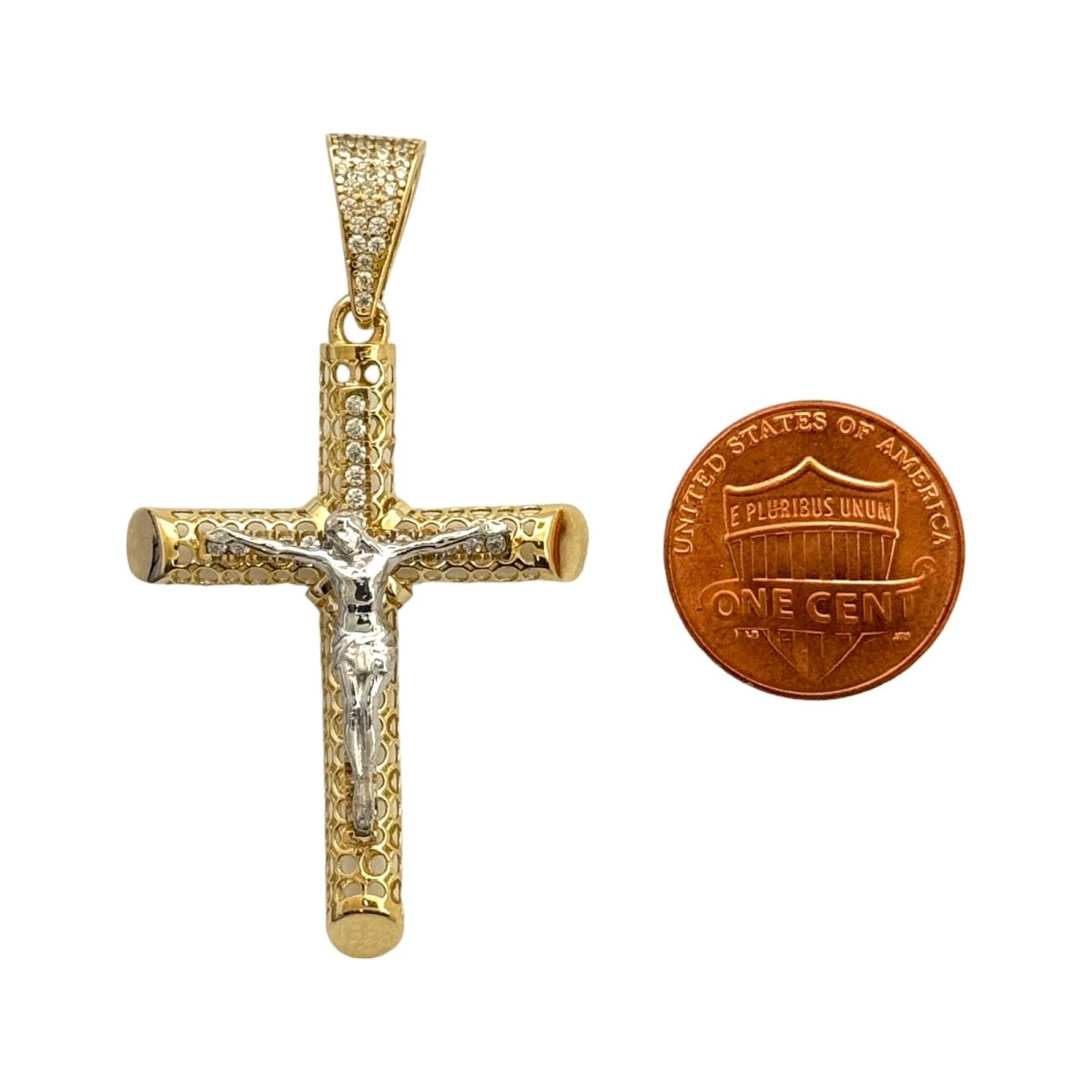 14KT Gold Cross Pendant - 5mm Bail, 4.86 Grams.