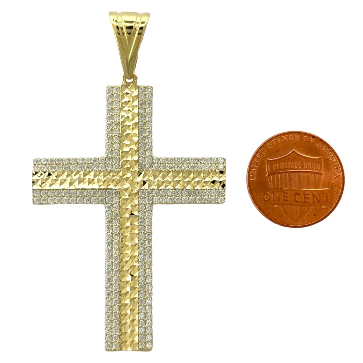 14KT Gold Cross Pendant - 5mm Bail, 6.66 Grams.