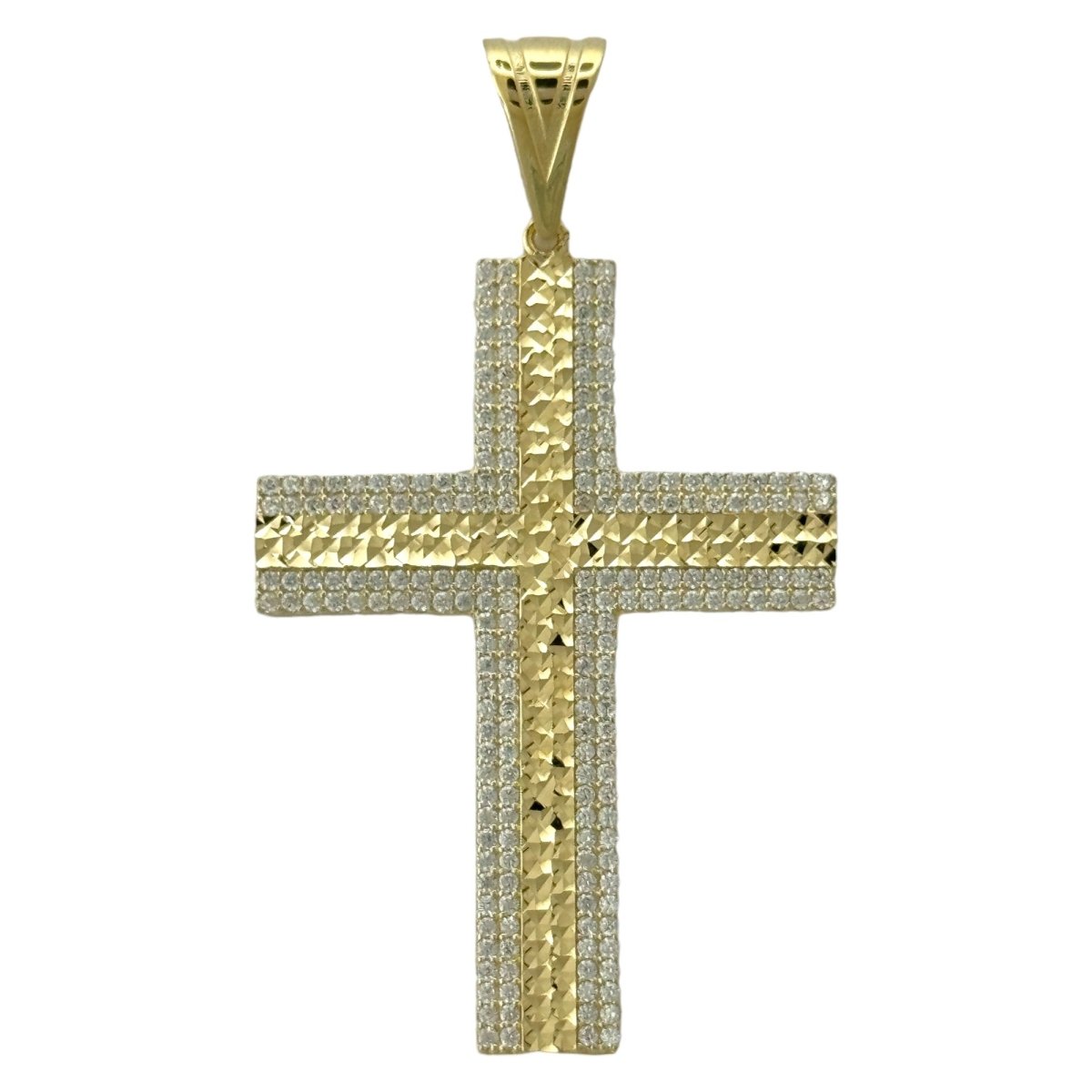 14KT Gold Cross Pendant - 5mm Bail, 6.66 Grams.