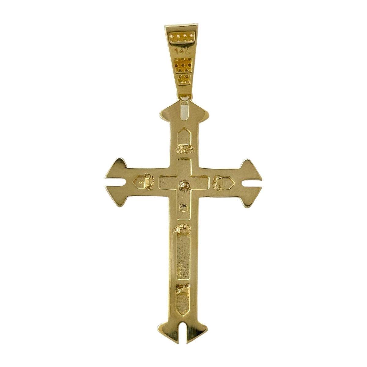 14KT Gold Cross Pendant - 5mm Bail, 7.07 Grams.