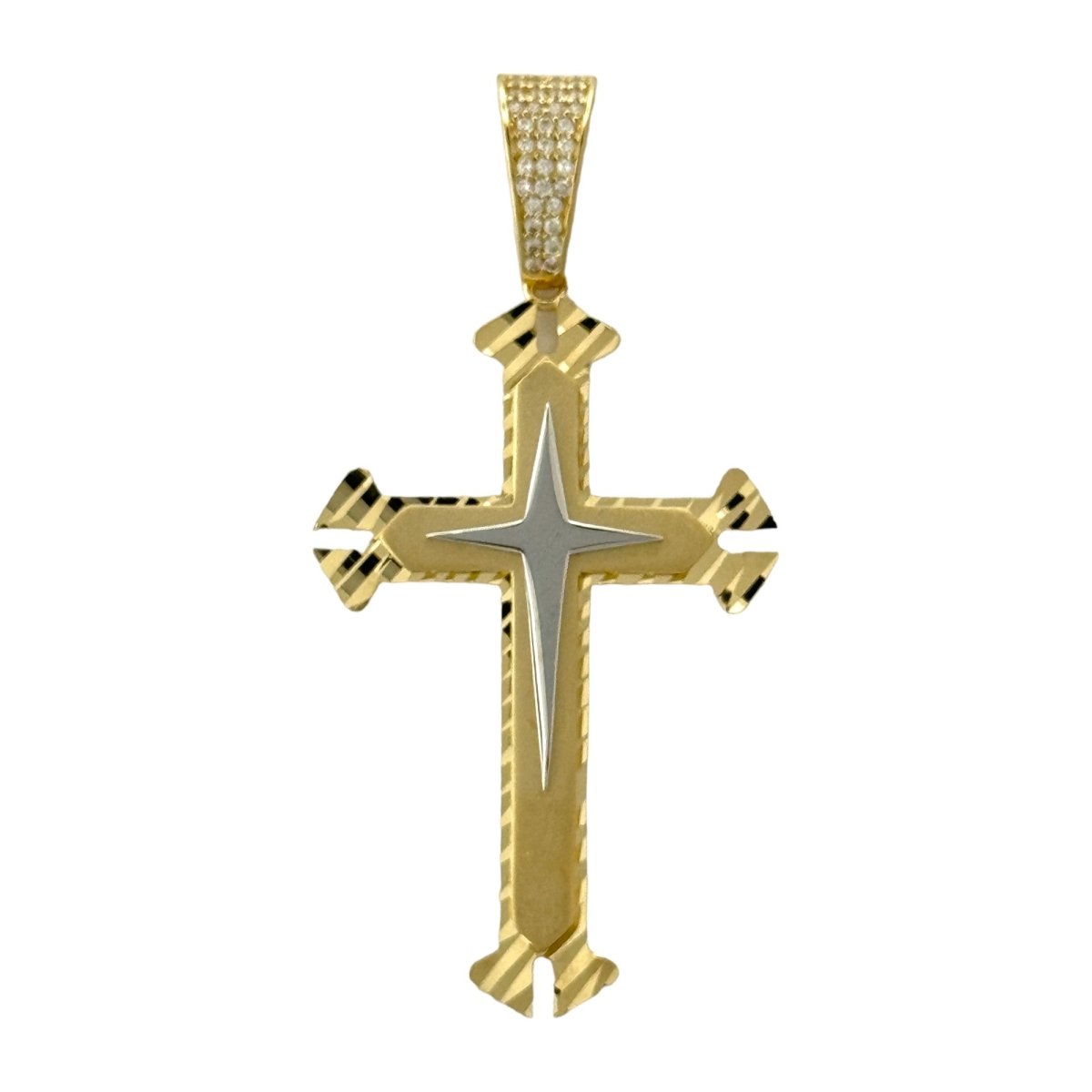 14KT Gold Cross Pendant - 5mm Bail, 7.07 Grams.