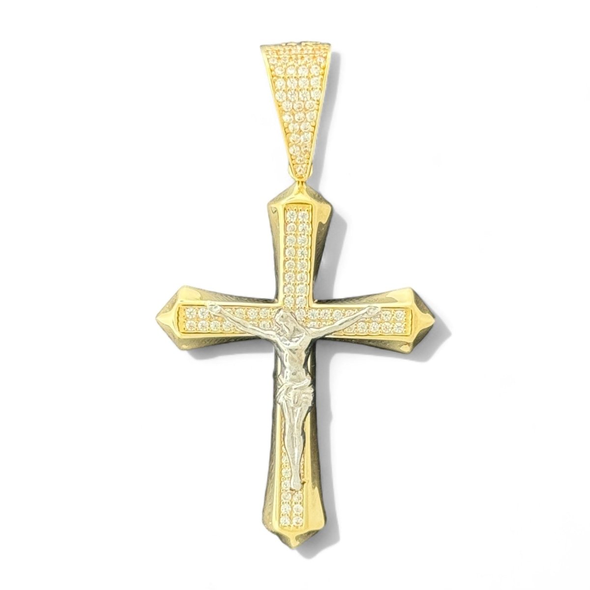 14KT Gold Cross Pendant with Diamonds - 5.83g