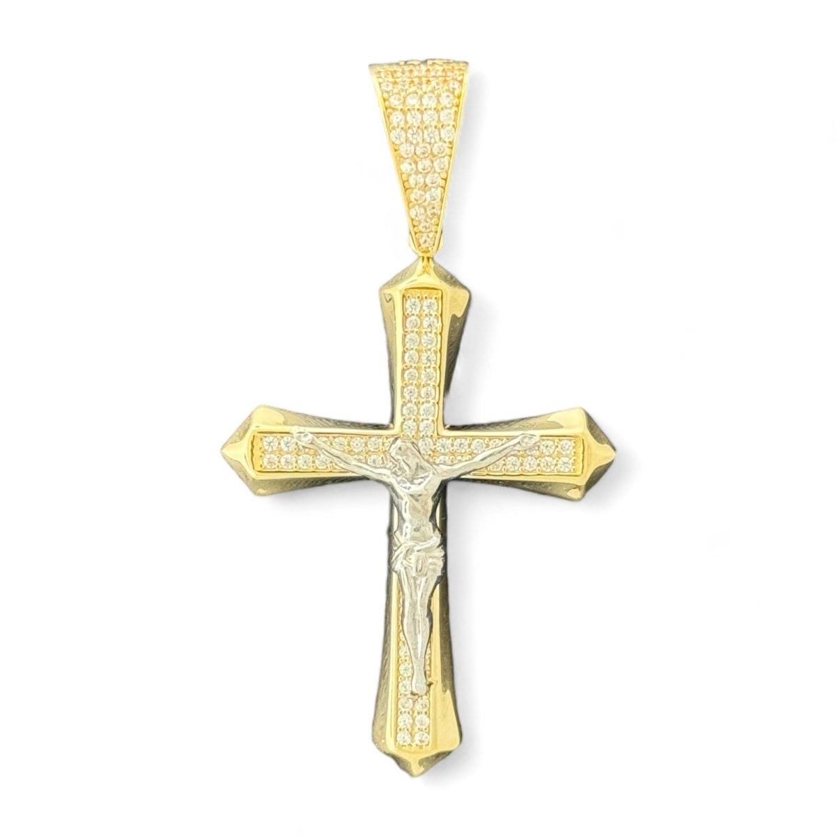 14KT Gold Cross Pendant with Diamonds - 5.83g