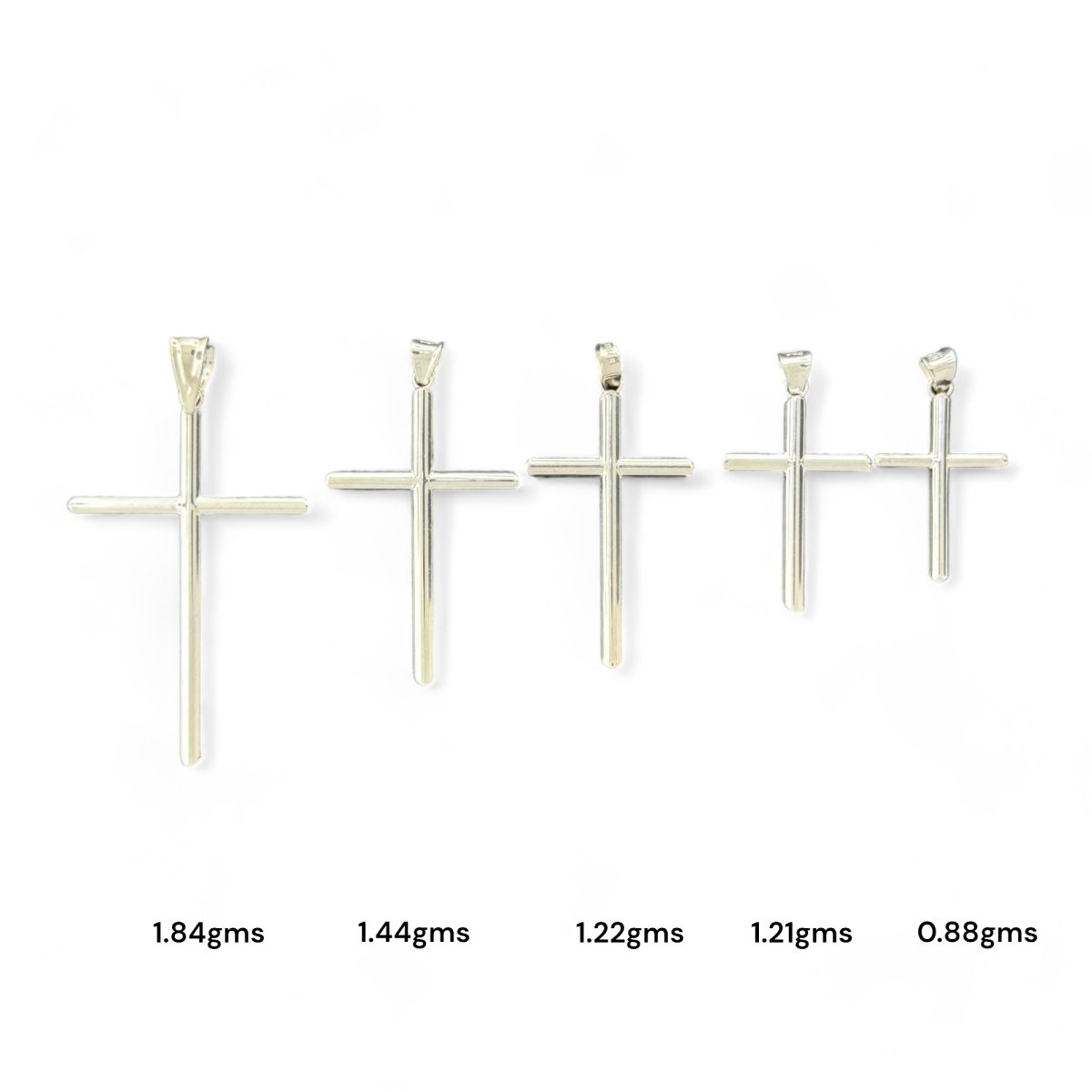 14KT Gold Cross Pendants - 1.84g, 1.44g, 1.22g, 1.21g, 0.88g