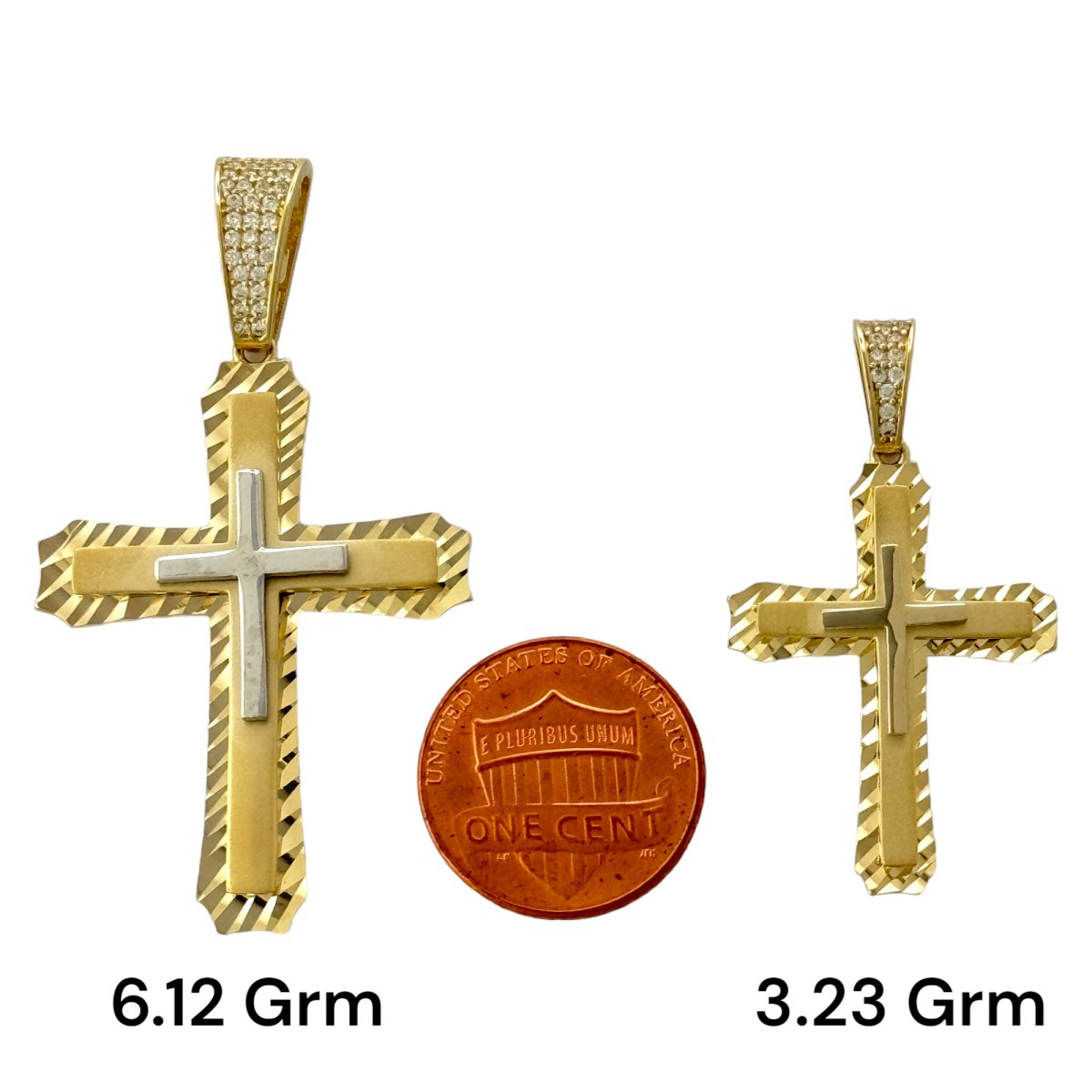 14KT Gold Cross Pendants - 5mm Bail.