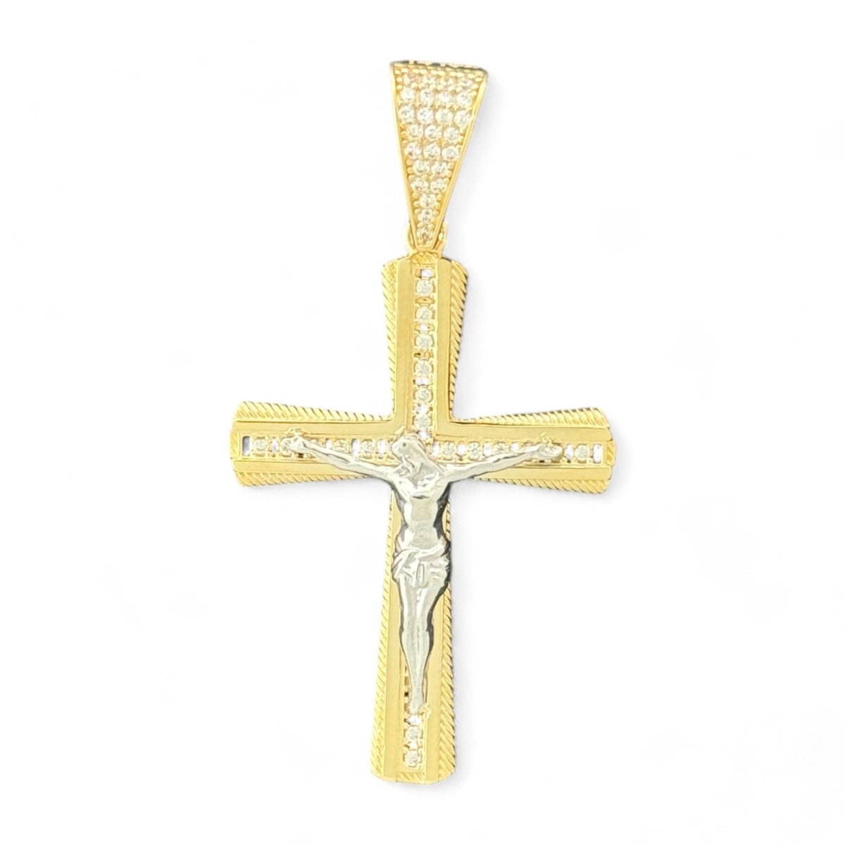 14KT Gold Crucifix Pendant with Diamonds - 5.92g