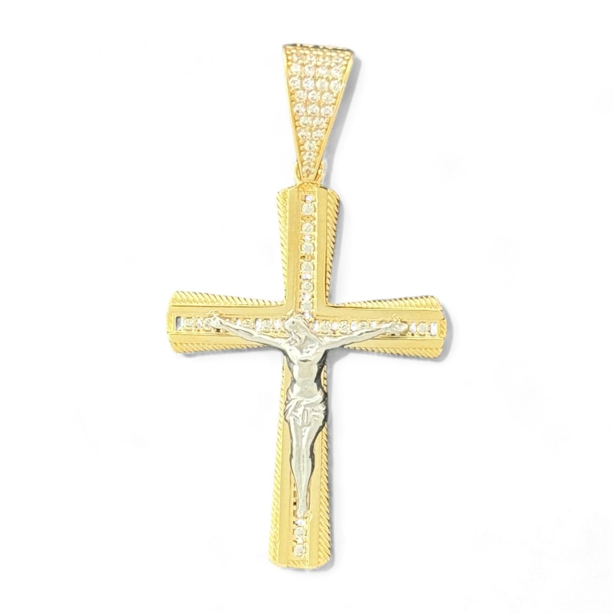 14KT Gold Crucifix Pendant with Diamonds - 5.92g